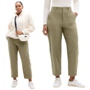 NWT Athleta Skyline High Rise Barrel Leg Pant in Olive Branch - Size: 4P